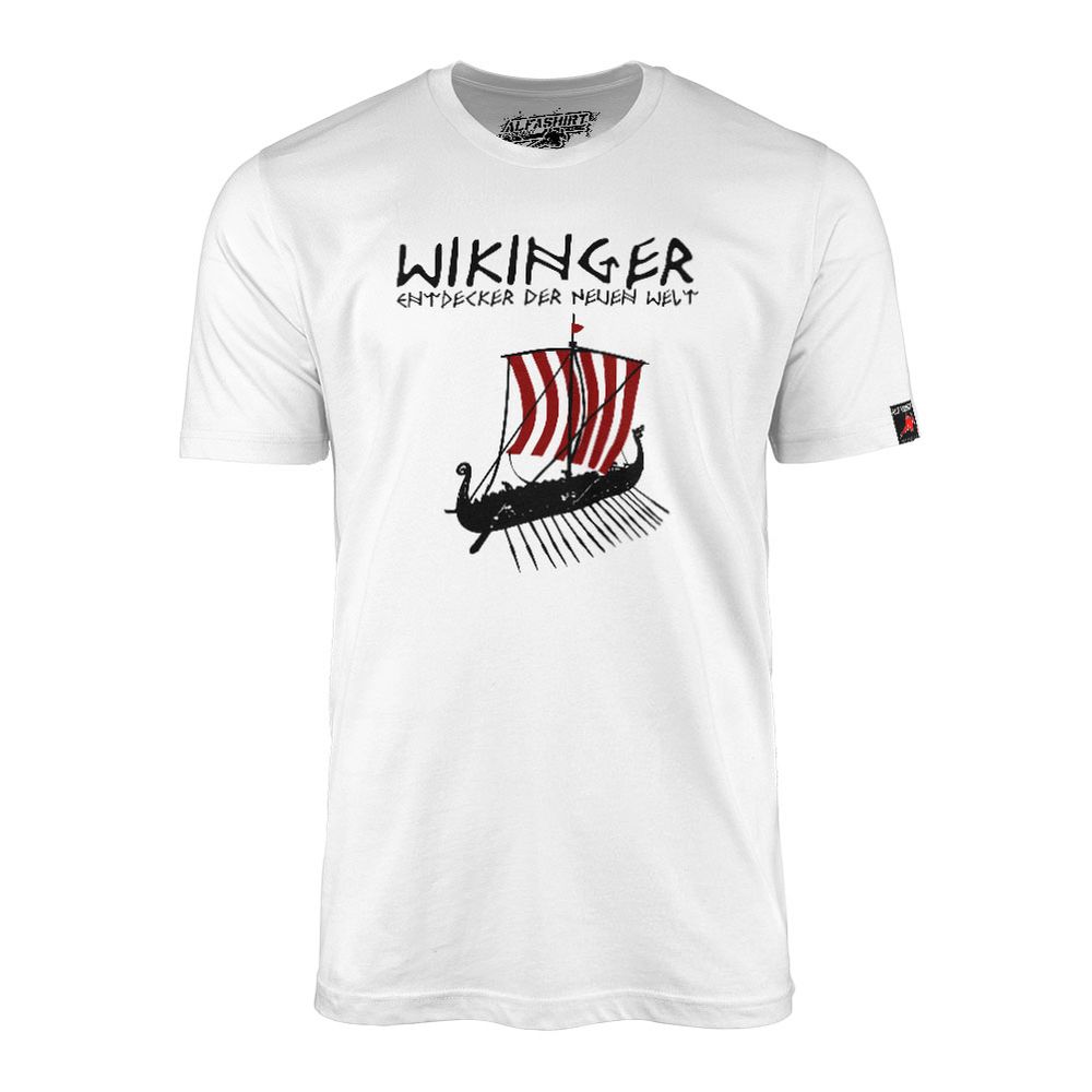 Viking Explorer New World Lance Spear Ship Flag Teutonic - T Shirt # 1226