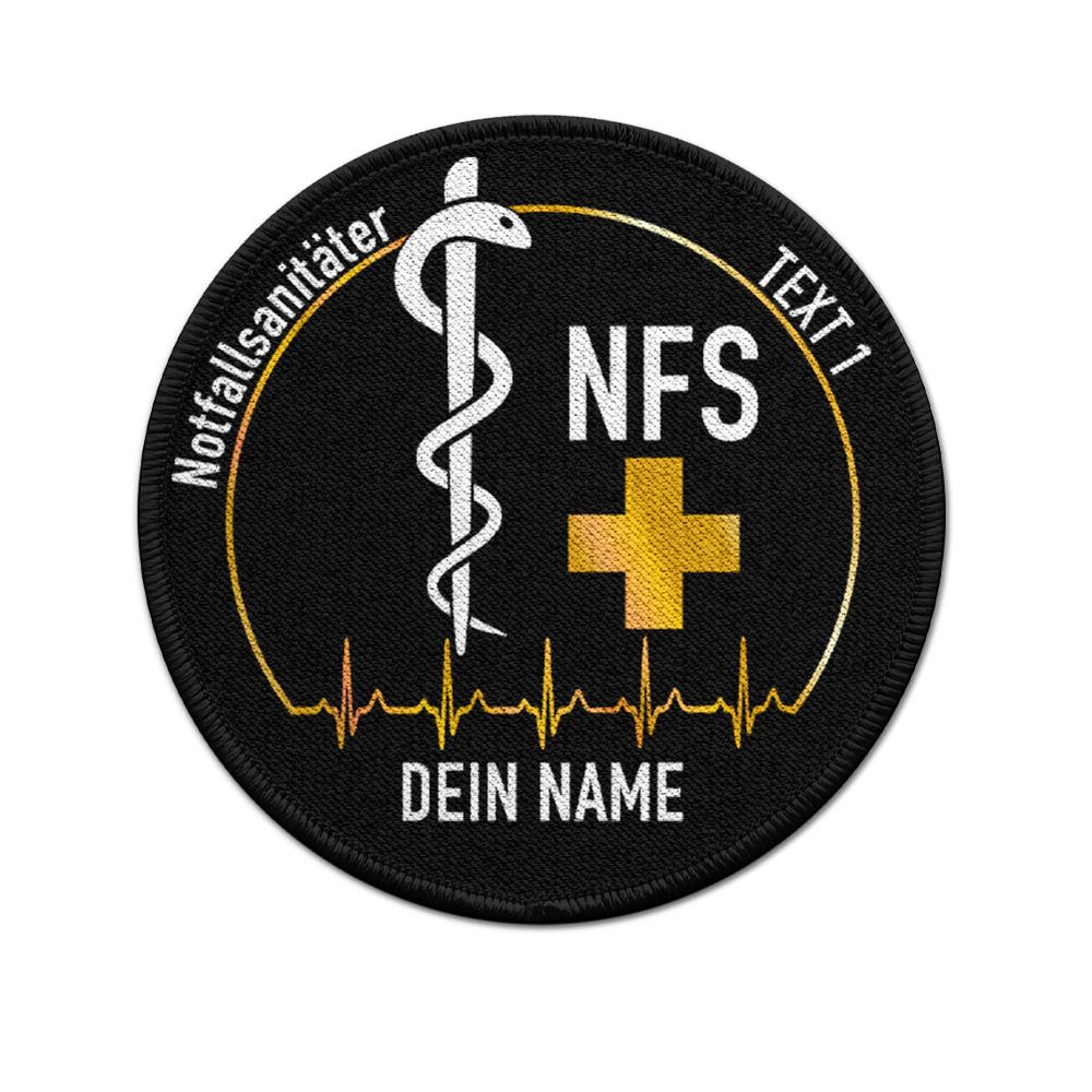 Patch Rund 9cm personalisiert Äskulap QRS Komplex Kreuz Medizin #42545