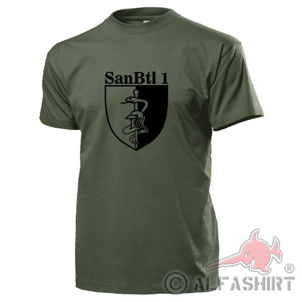 Sanitätsbataillon 1 SanBtl BW Coat of Arms Badge Medic - T Shirt # 17931 Sanitätsbataillon 1 SanBtl BW Coat of Arms Badge Medic - T Shirt # 17931