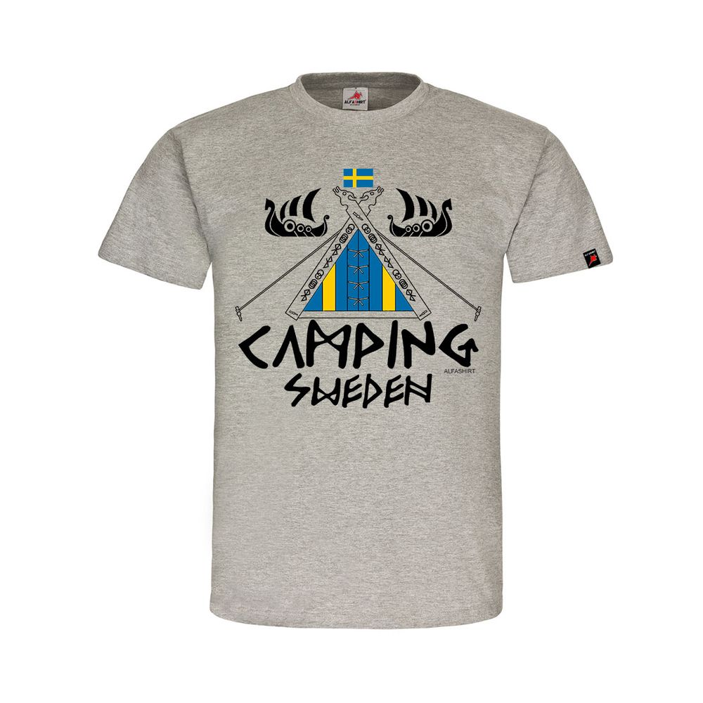 Viking Camping SWEDEN Schweden Urlaub Zelten Tradition Wikinger T Shirt #31899