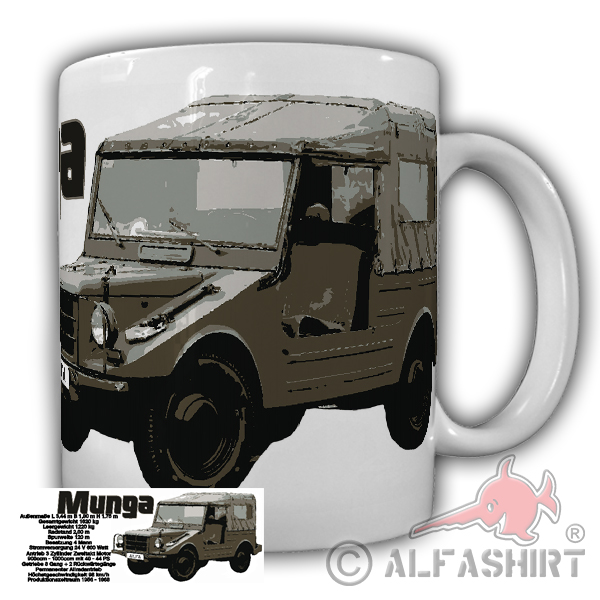 Munga KFZ BW 4x4 Franz Josef Strauß Geländewagen 2 Takt Oliv Smoker Tasse #25508