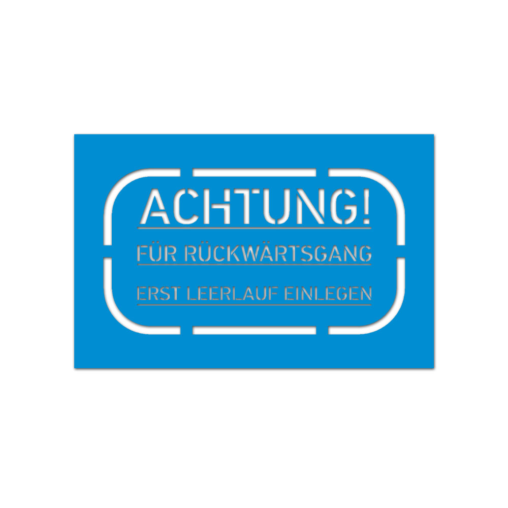 Lackierschablone Neutralgang Getriebe Rückwärtsgang Warnhinweis 6,5x3,5cm  #A6493