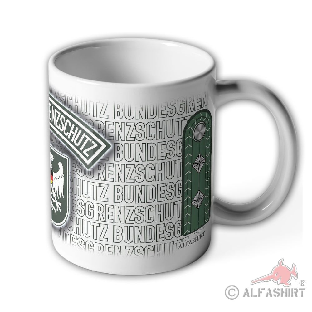Tasse Grenzoberjäger BGS Bundesgrenzschutz Wappen Abzeichen Schulterklappe#23698
