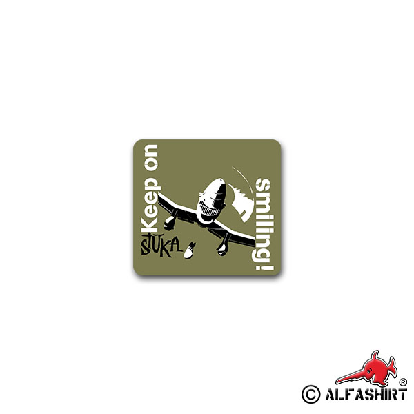 Sticker Stuka Keep on Smiling Ju87 Dive bomber siren 8x7cm A2649