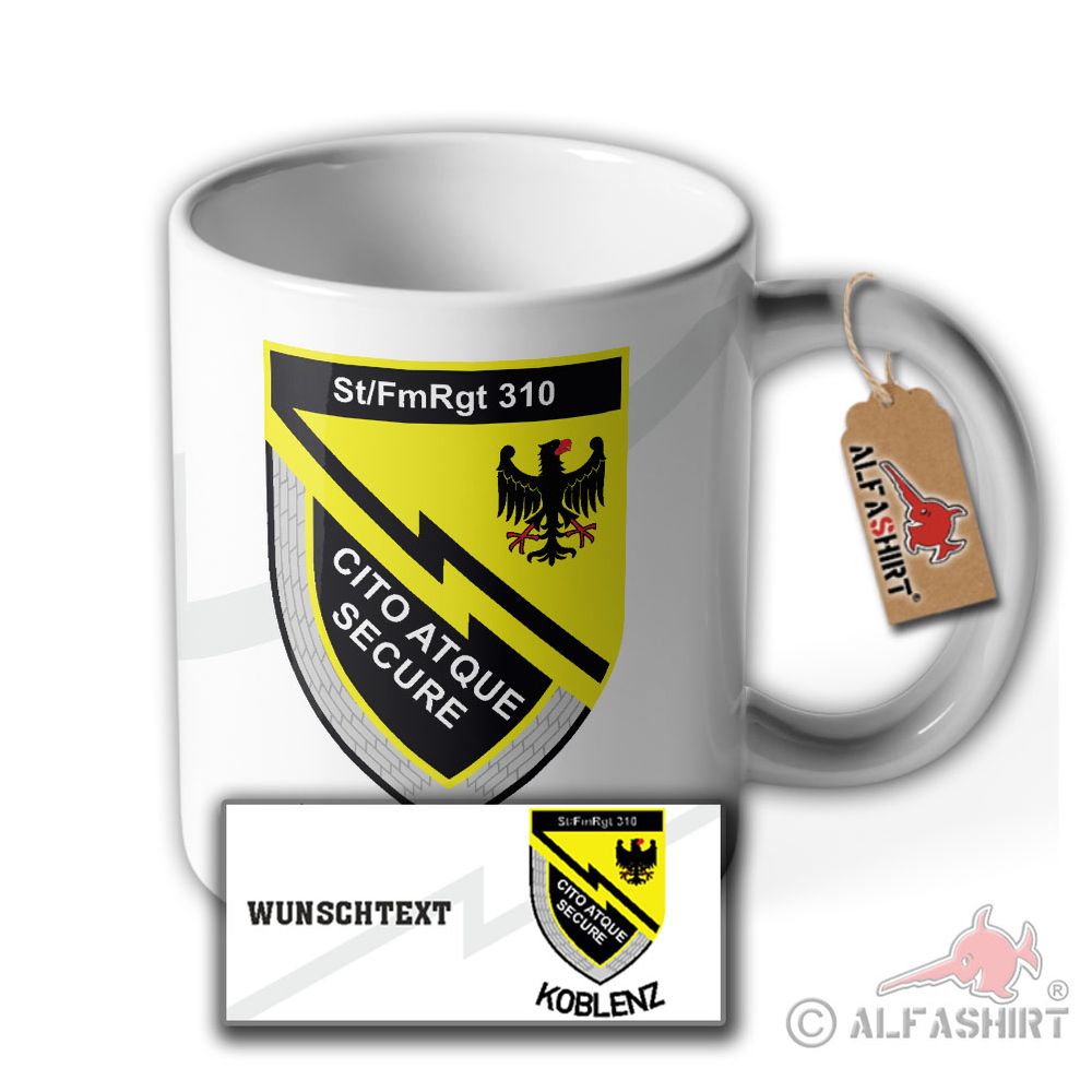 Tasse St-FmRgt 310 Personalisiert Wunschtext Fernmelde Regiment Wappen #37413