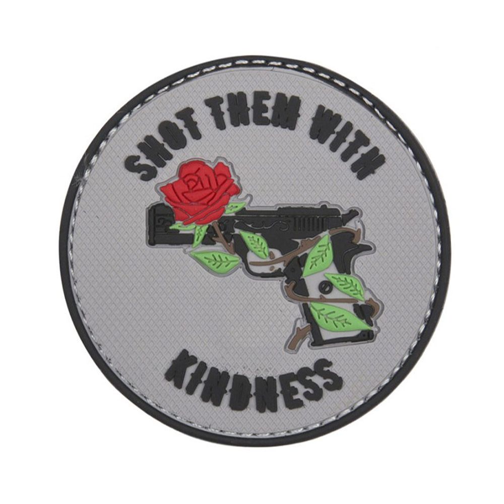 3D PVC Rubber Patch Shot them with kindness revolution rose gun thorn #48019