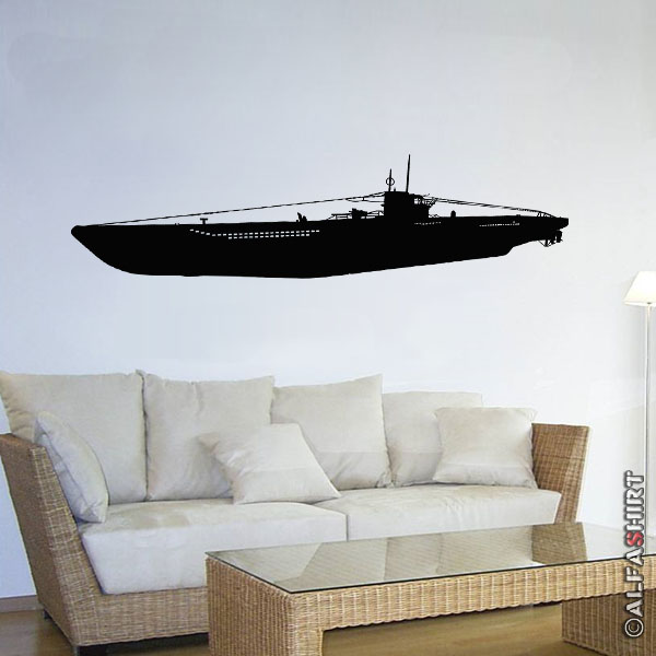 Wandtattoo U-Boot Typ VII C Aufkleber Deko Marine Deutschland Wolf 120x34cm