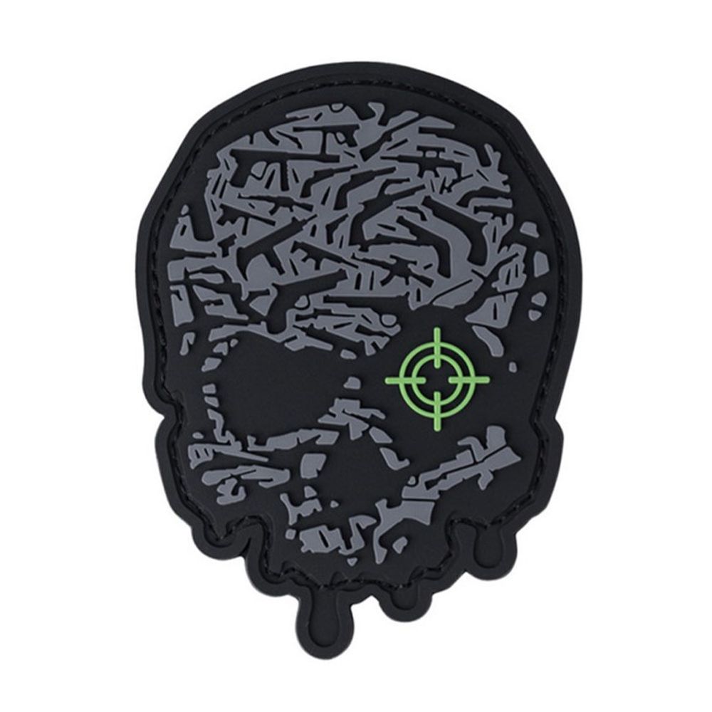 3D PVC Rubber Patch grey sniper skull target aim airsoft #48021