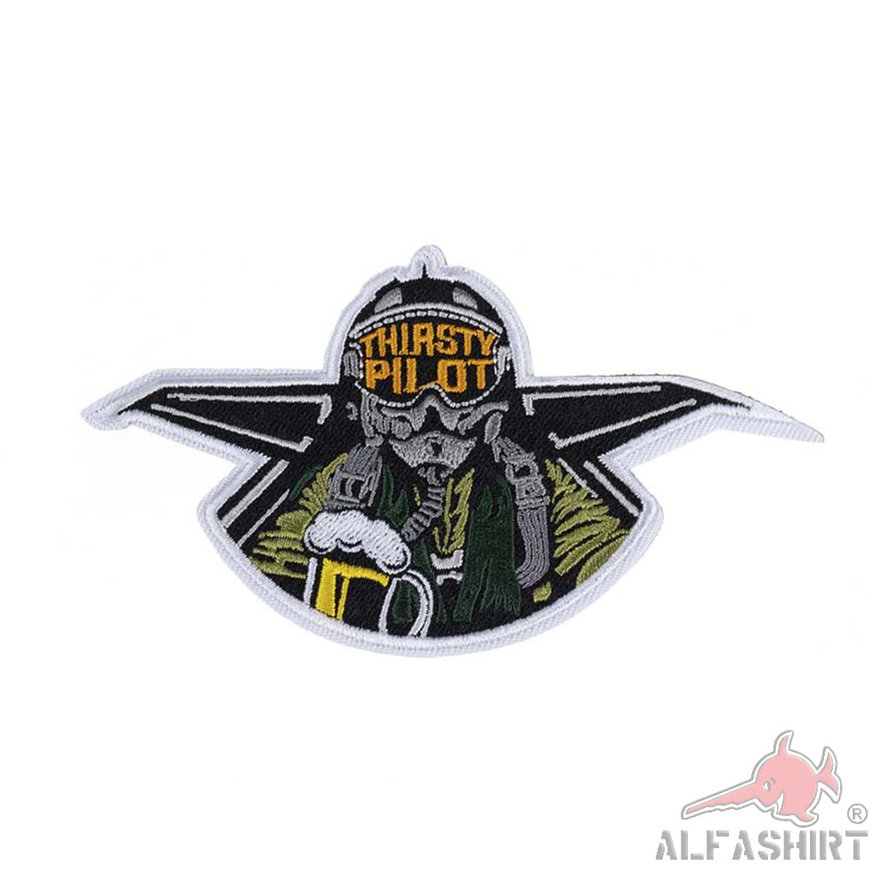 Embroidered patch Thirsty pilot pilot thirsty air force aviator 12x7cm #43646