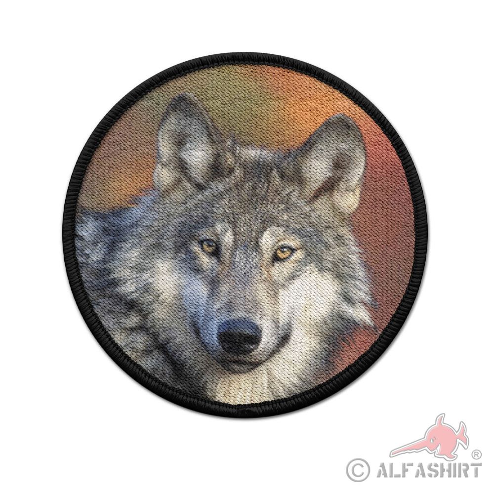 Patch wolf head pack forest wolf photo velcro love animal around 9cm # 38386