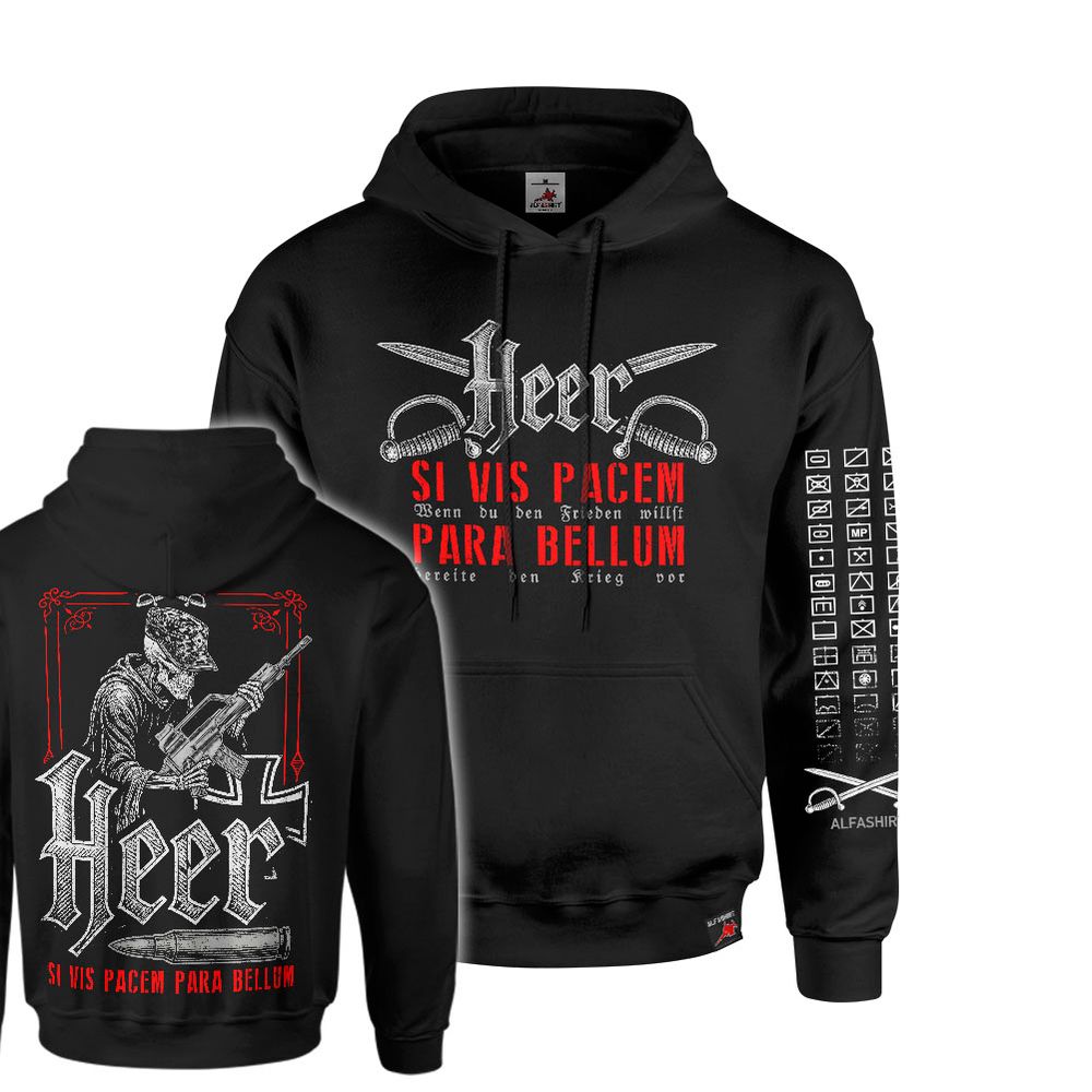 Hoodie Army Bundeswehr Tradition Infantry Si vis pacem para bellum Troops BW Sweater S47064