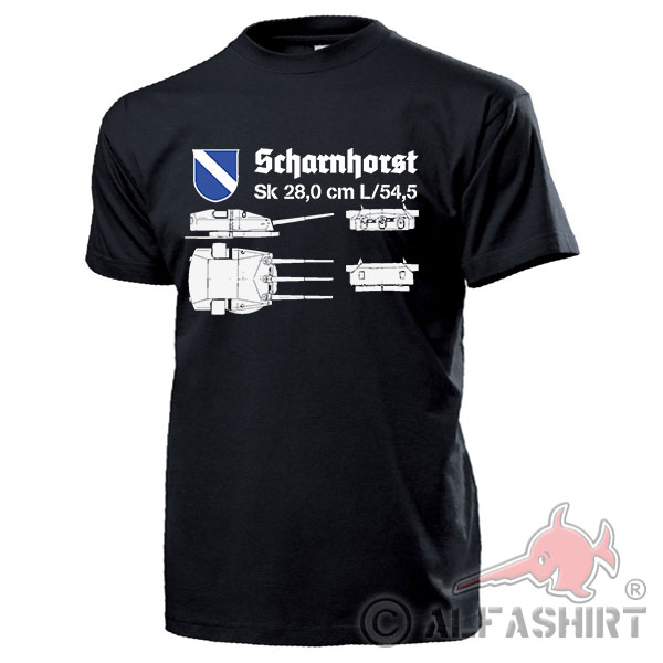 Scharnhorst Towers Battleship Guns Cannons Treble - T Shirt # 17839