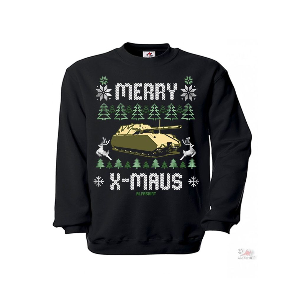 Pulli Merry X-MAUS Tank Ugly X-MAS Panzer sweater Weinachten Gamer VIII #43386