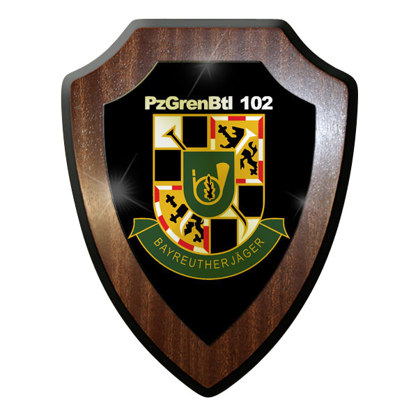 Wappenschild / Wandschild - Bayreuther Jäger PzGrenBtl 102 Panzer #10170 w