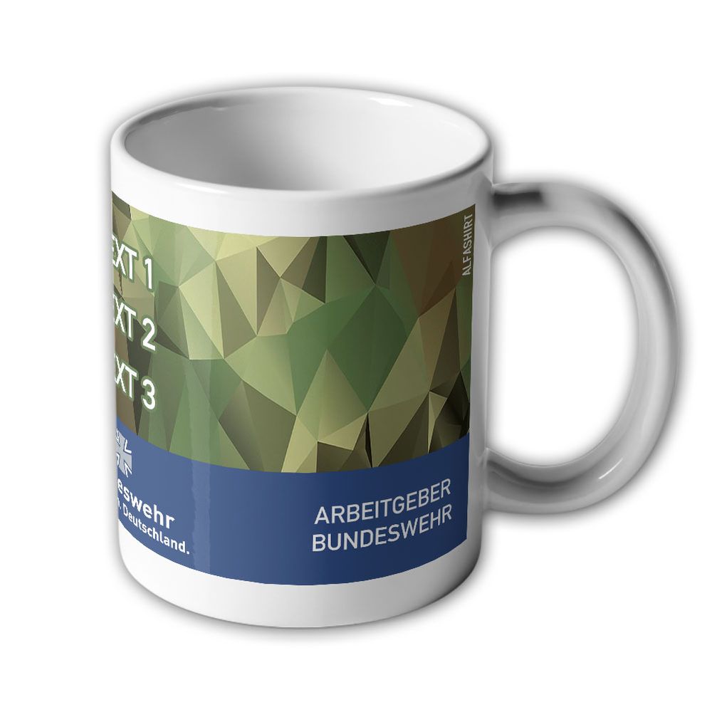 Tasse Polygon Arbeitgeber Bundeswehr Tarn Muster Name Text Andenken #40057
