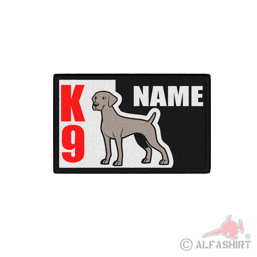 Patch 7.5x4.5 K9 Weimaraner with your name Raner silver gray shorthair #41217