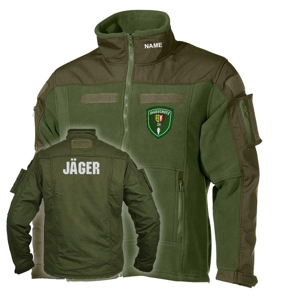 Fleecejacke Gestickt Jagdschutz Schleswig Holstein Jagdhorn Jäger#46803