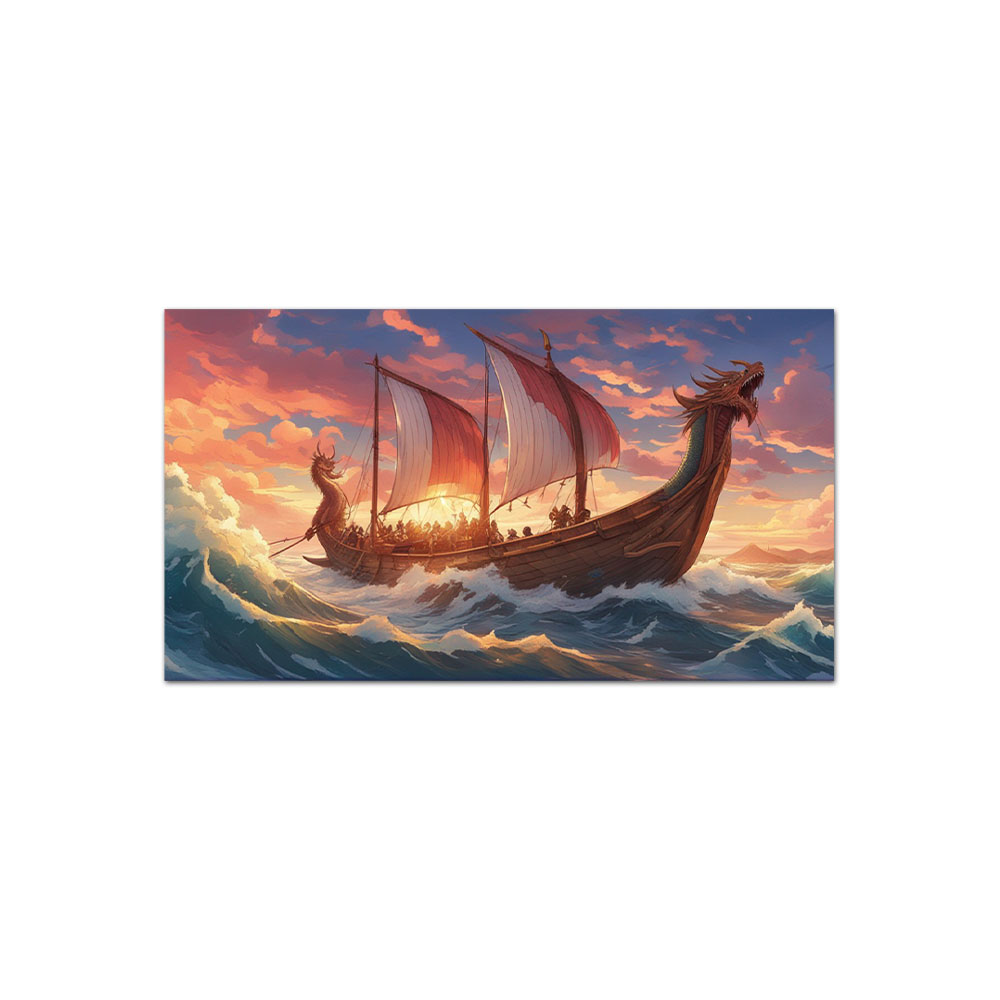 Viking boat Nordic dragon boat design warship Odin 10 x 5 cm#A6276