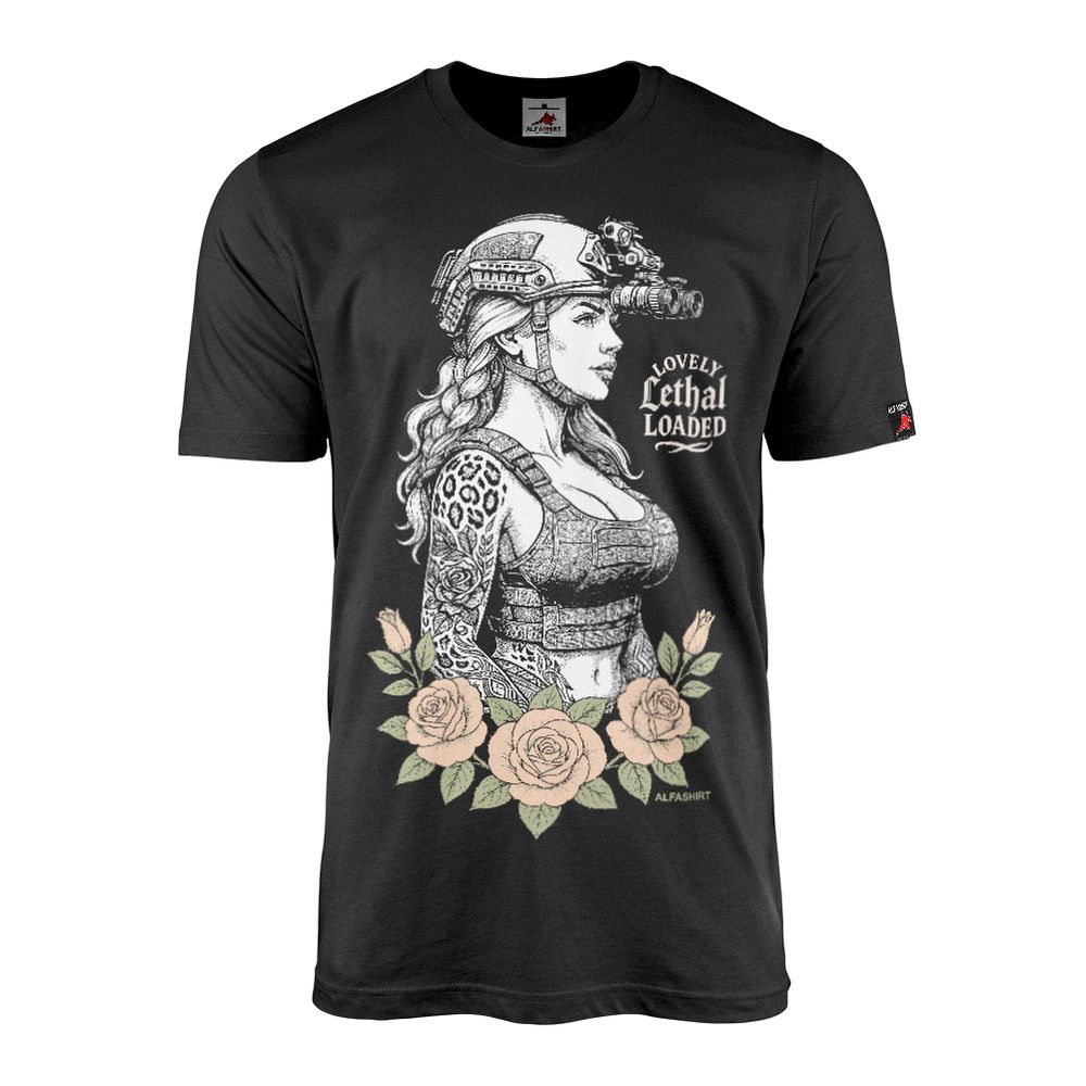 Blond Operatorin Babe Rosen Leo Tattoo Style Busty Lovely Lethal T-Shirt#46467