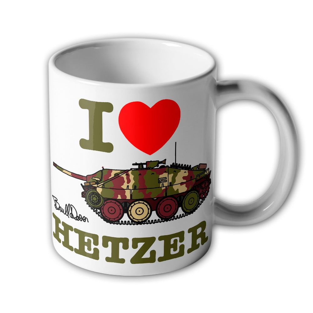 BRULLDOZER Tasse I Love Hetzer TYP3 Jagdpanzer 38 Panzer Tarnmuster WW2 Fan Becher #47426