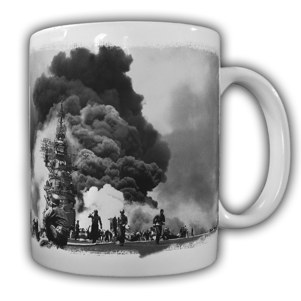 Tasse Schiff Explosion Wolke Schwarz Soldaten Amerikaner Feuer Rauch #20968