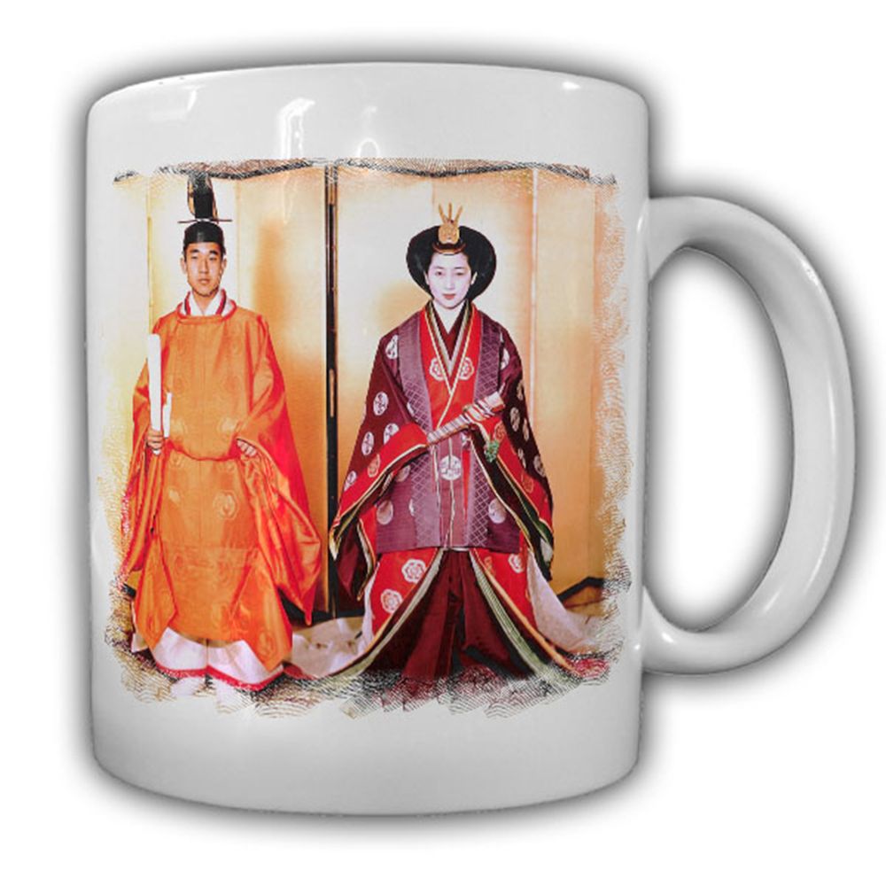 Emperor couple Akihito Emperor wedding Michiko Shoda 1959 Japanese cup # 16600