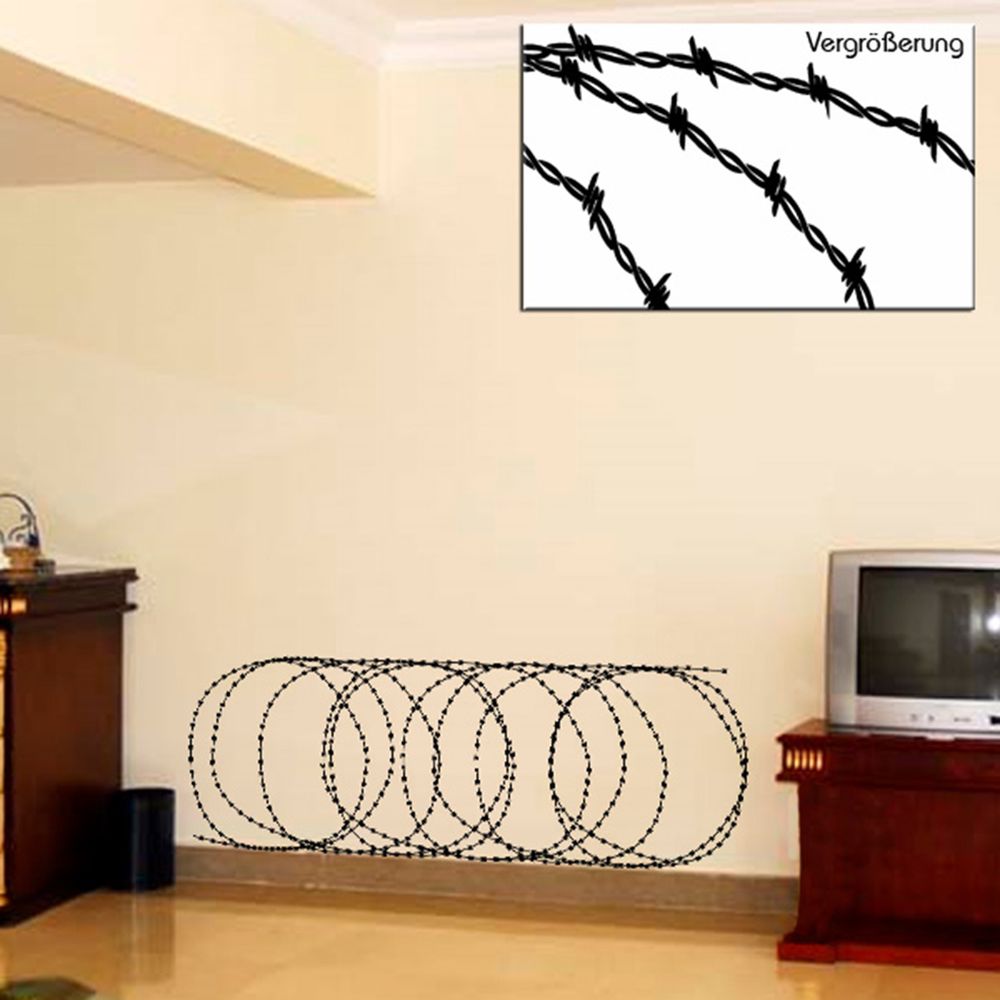 Militär Wandtattoo Stacheldraht Maschendrahtzaun(100 x 36cm, ) Wandtattoo  #4044