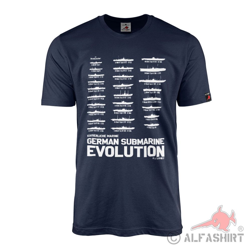 T-Shirt German Submarine Evolution Kaiserliche Marine U-Boot Unterseeboot #42050