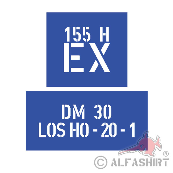 Lackierschablonenaufkleber DM30 Granate 155mm M109 1x 8x8cm 1x 16,5x6cm  A3661