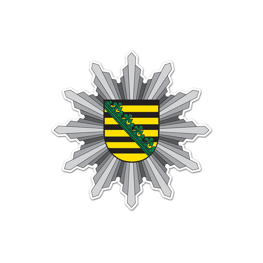 Aufkleber Polizei-Sachsen Logo Stern Sächsisches Staatsministerium 12cm#A6502