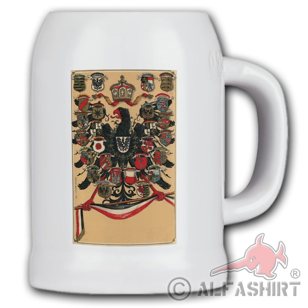 Beer mug German Empire Coat of Arms Eagle Prussia Bremen Lübeck Lippe #39092