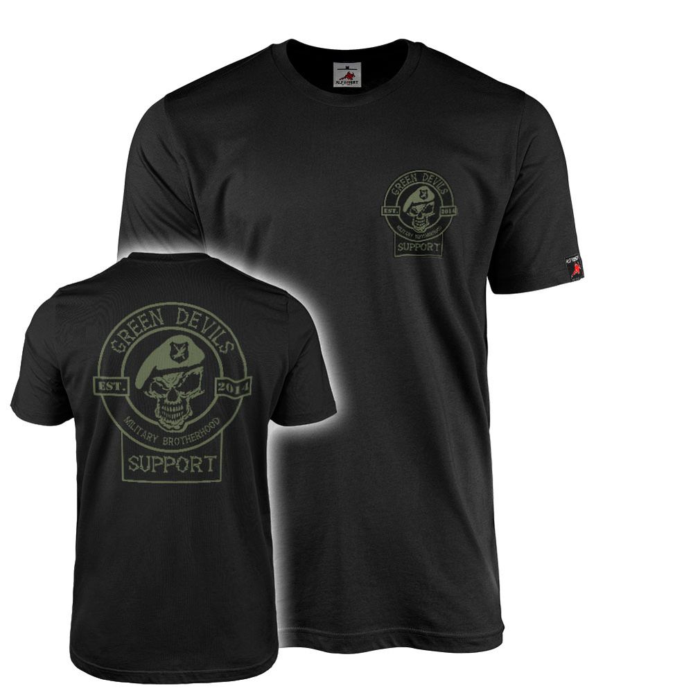 T-Shirt Green Devils Supporter Schwarz Oliv Unterstützer Brotherhood #47158