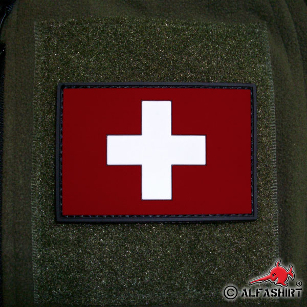 3D Rubber Patch Switzerland Swiss Armed Forces Army Flag Flag 8x5cm # 16257