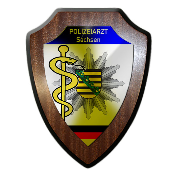 Wappenschild Polizeiarzt Sachsen Polizei Arzt Beamter Wappen Abzeichen #24112