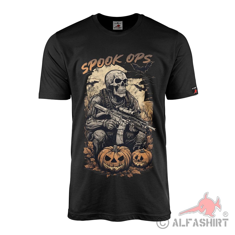 Spook Ops Skull Head Machine Pumpkin Autumn Halloween T-Shirt#42281