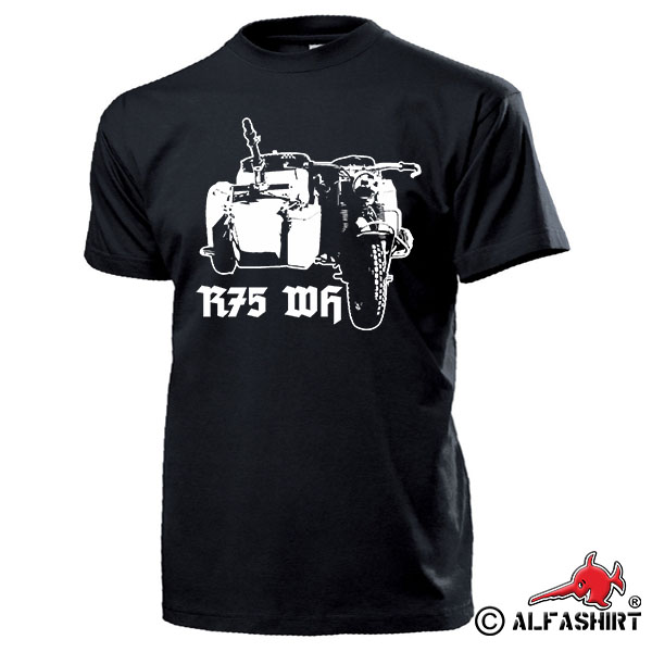 R75 Gespann Motorrad Oldtimer Beiwagen schwere Geländemaschine T Shirt #15347