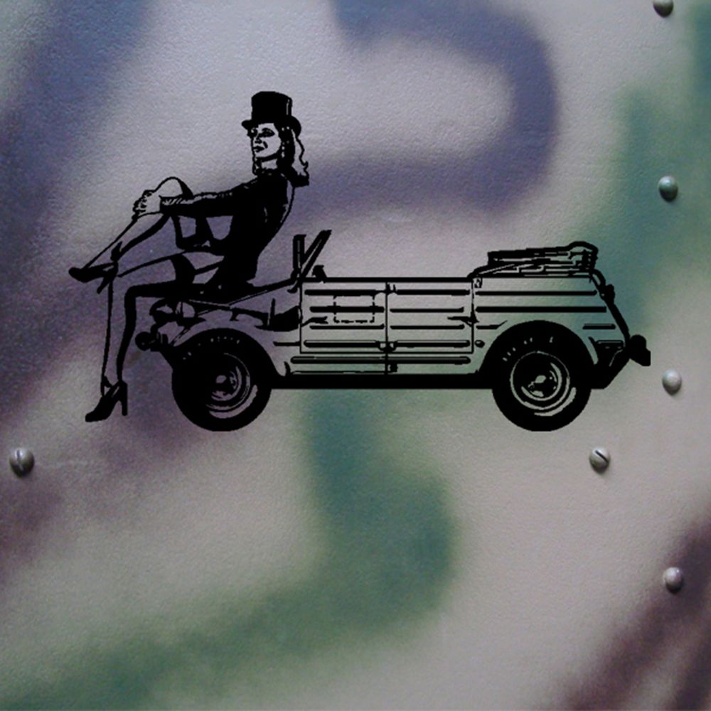 Sticker - Lilli Marleen with Kübelwagen Typ 181 bucket (black, 27x15) # A111