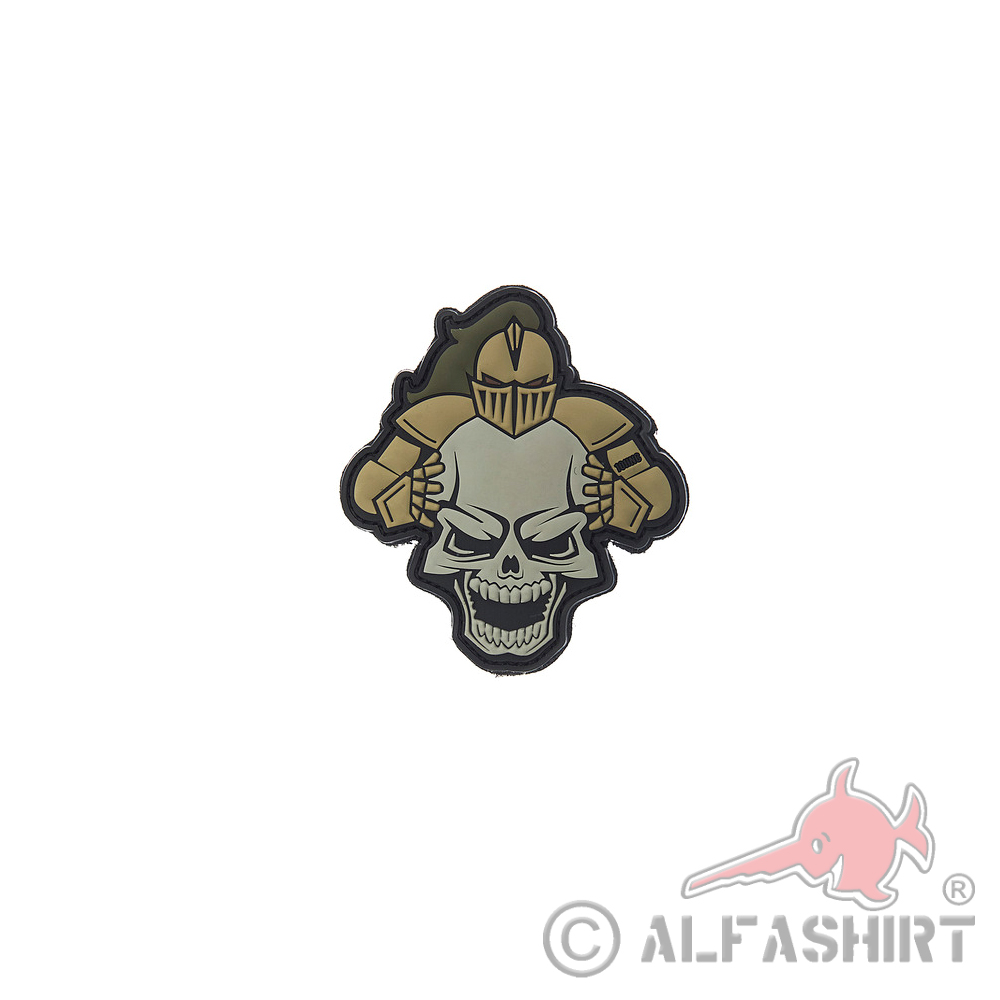 3D Rubber Skull Warrior Patch Krieger Paintball Alfashirt 10  x 9 cm#26949