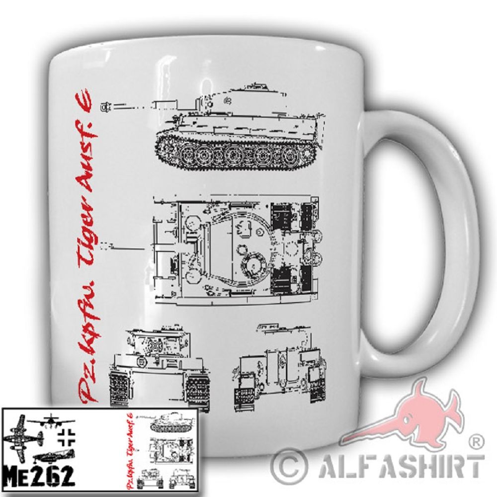 PzKpw Tiger Ausf E Me262 Kampfpanzerwagen Tiger Waffen Tasse Becher #19838