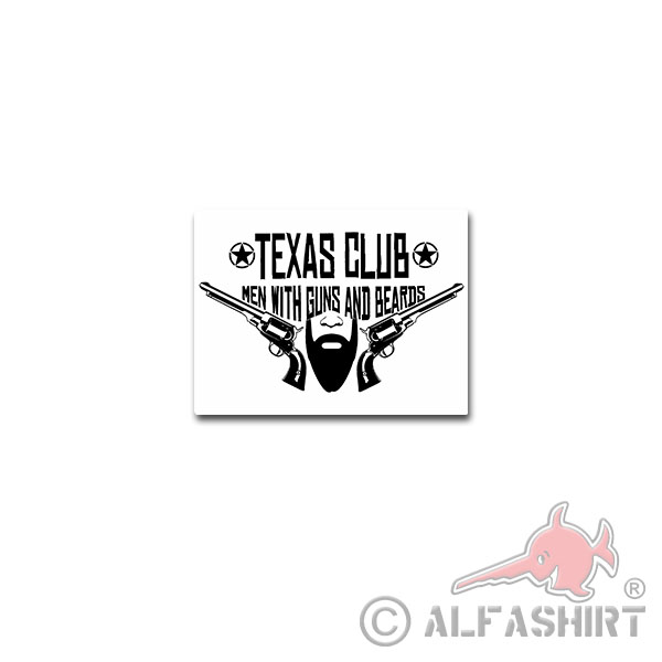 Texas Club Men with Guns and Beards Stickers Mustache Weapon 9x7cm # A3708