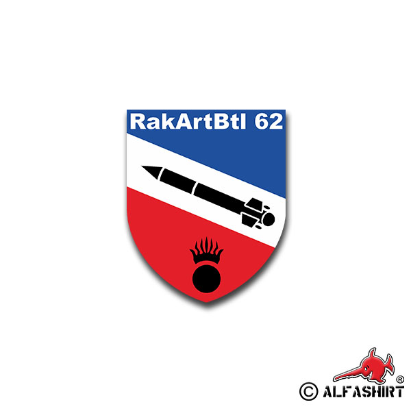 Aufkleber/Sticker RakArtBtl 62 Bundeswehr Raketenartillerie Wappen 7x6cm A1360