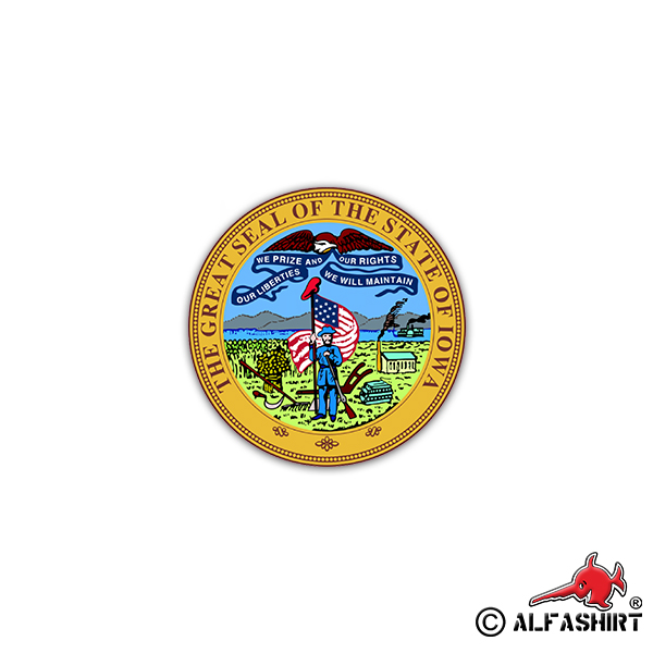 Sticker Seal of Iowa US State of Iowa River 7x7cm # A2213