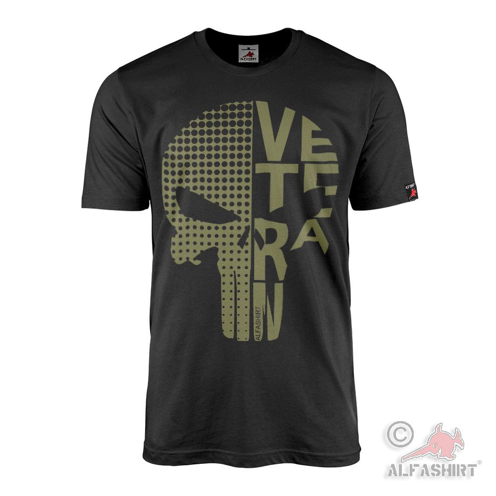 VETERAN Skull Militär Einsatz Gefecht oliv Soldat T-Shirt#45378