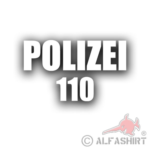 POLIZEI  110 Aufkleber Sticker Telefon Nummer Wachmann 1x 15x4cm 5x3,5cm #A4510