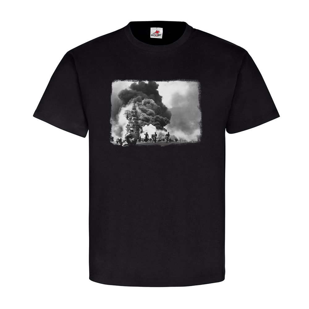 Historische Schiffe Explosion Soldaten Flugzeugträger Bild Foto T Shirt #20969