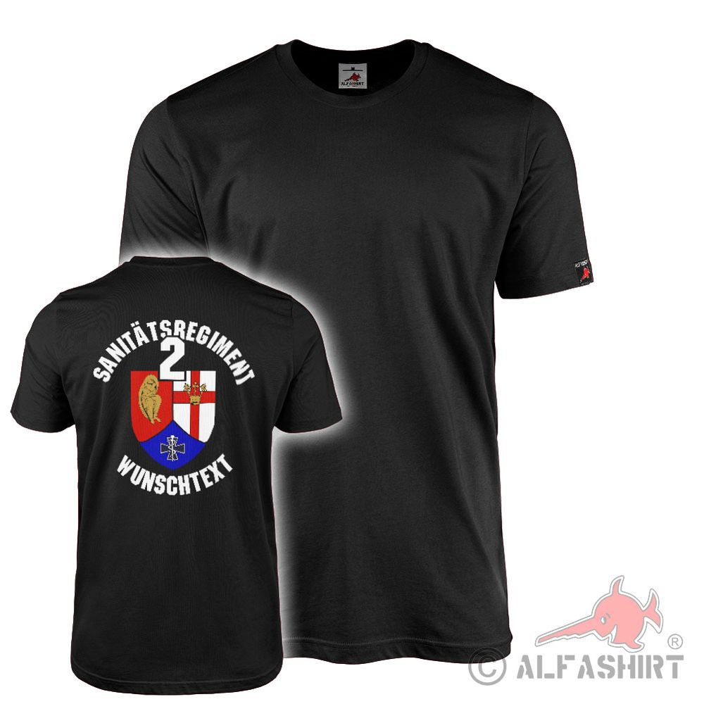 T-Shirt schwarz personalisierbar Sanitätsregiment 2 Wappen Abzeichen #42726
