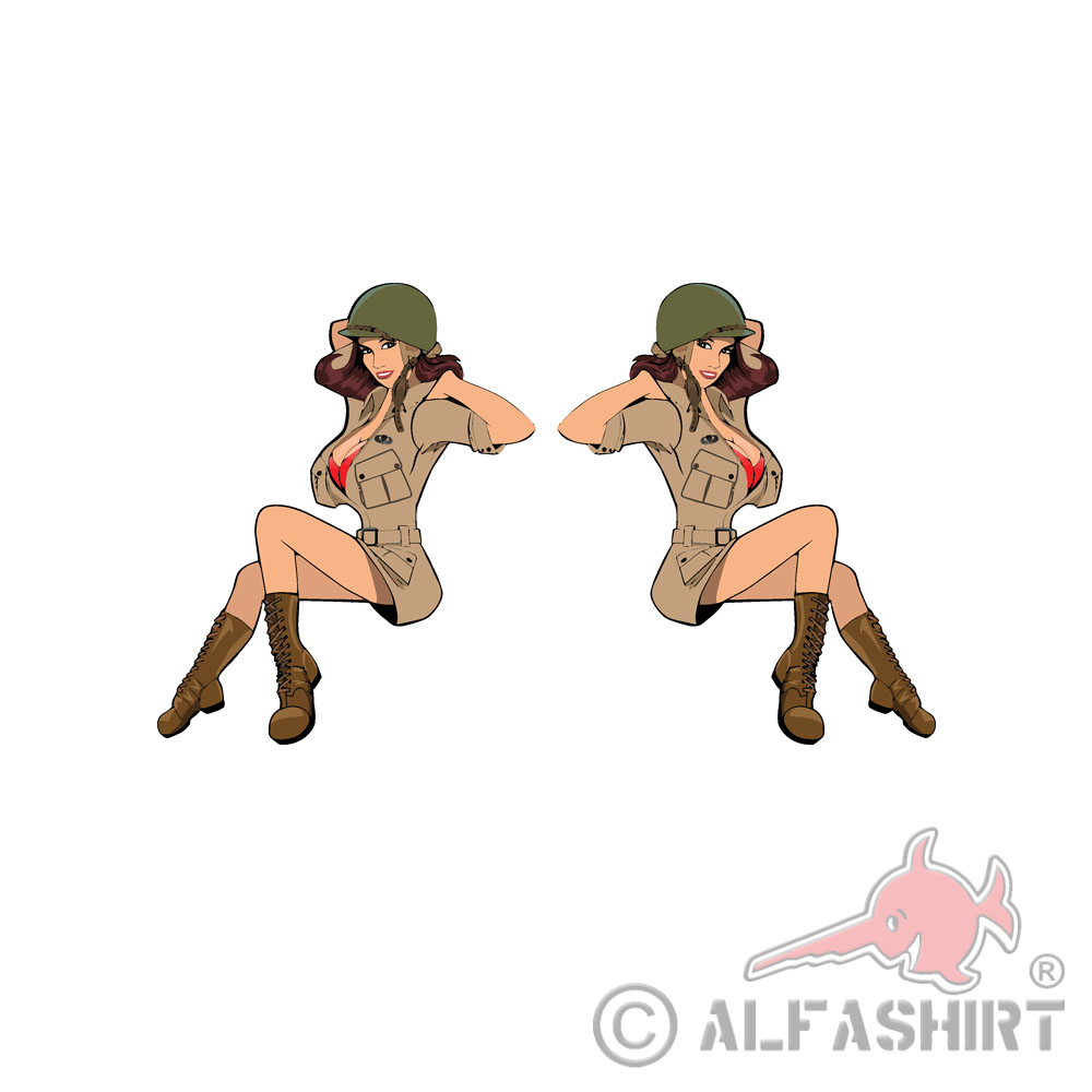 Army Pin Up Girl Set Us Military Sticker Woman Girl Sticker 10x6cm # A4561