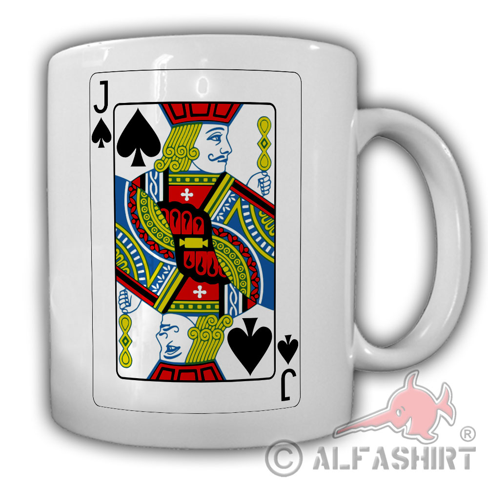 Spielkarte Pikbube Bube Junge Bauer Kartenwert Kartenblatt Spiel Tasse #27558