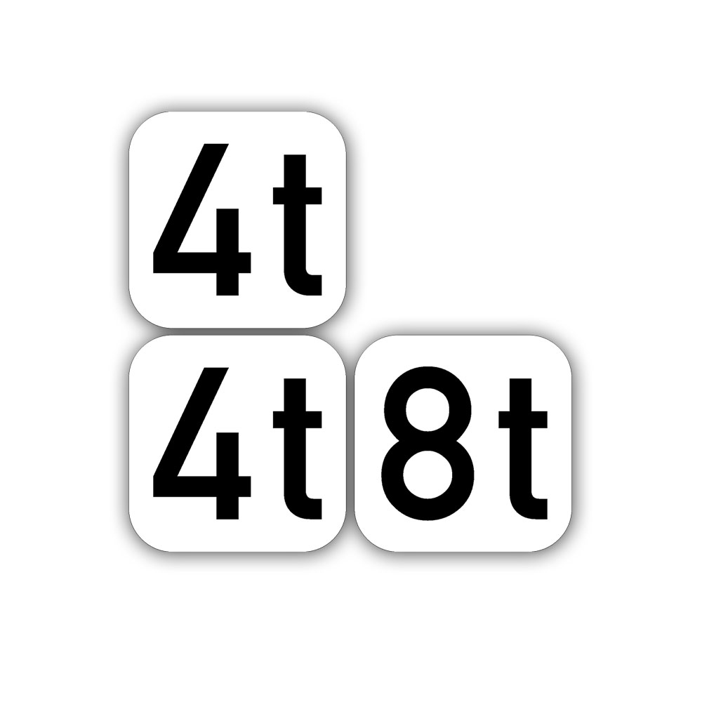 Anhänger Gewicht Tonnen Aufkleber Kennzeichnung 4t + 8t je 4x4cm #A5542
