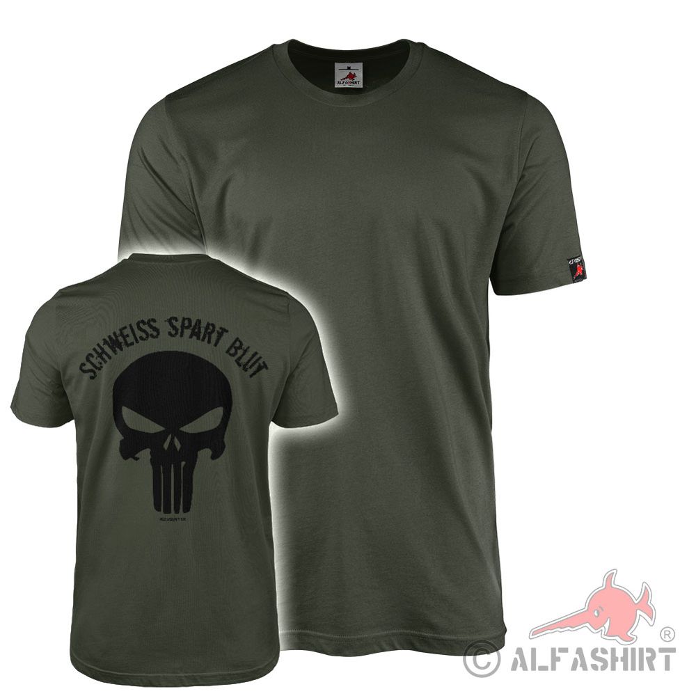 T-Shirt Schweiss spart Blut Skull Schädel #41732